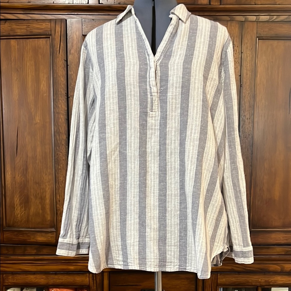 Striped Linen/Cotton Blouse